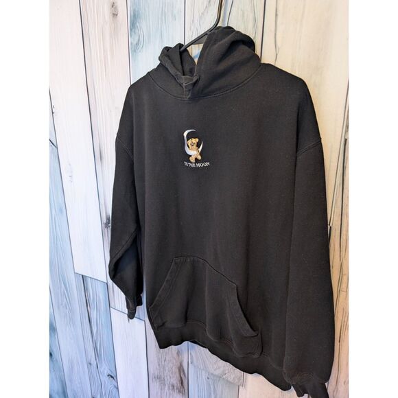 Yours Truly To The Moon Bear Black Unisex Hoodie Size Large Urban Streetwear Emo - Picture 3 of 5
